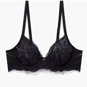 Savage x Fenty Lightly Padded‎ lace bra-underwire, Black 40DDD Nwt